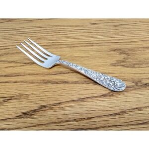 Stieff Rose Sterling Silver Child Baby Fork Vintage Floral Pattern 4.25 Inch